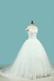 Robe de mariée 2024 sur l'épaule une ligne avec tulle appliqué