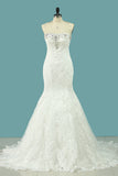 Robes de mariée 2024 Mermaid Scalloped Neck Tulle With Applique And Beading Court Train