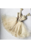 2024 Homecoming Robes Straps Tulle With Beading Short / Mini A Line