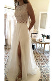 Robes de mariée 2024 New Arrival Scoop A Line With Slit Chiffon &amp; Lace