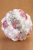 Wedding Bride Tenir Fleur strass Cristal Perle Tissu Bouquet de fleurs (26 * 22cm)