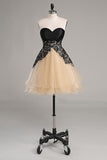 2024 A Line Sweetheart Homecoming Robes Tulle &amp; Lace Short / Mini Lace Up