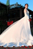 Manches longues magnifiques robes de mariée longues, robes de mariée longue V Cou