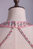 2024 Bicolor Halter Robes Une ligne Tulle &amp; mousseline corsage perlé