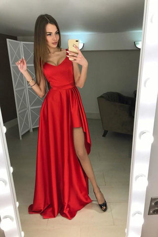 Vintage Rouge Simple Elegant Pas Cher Robes De Bal Longue Robe De Soirée