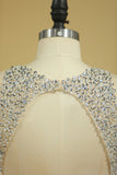 2024 Bleu Royal Scoop Ouvrir Retour corsage perlé Une ligne Robes de bal Satin &amp; Tulle Taille Plus