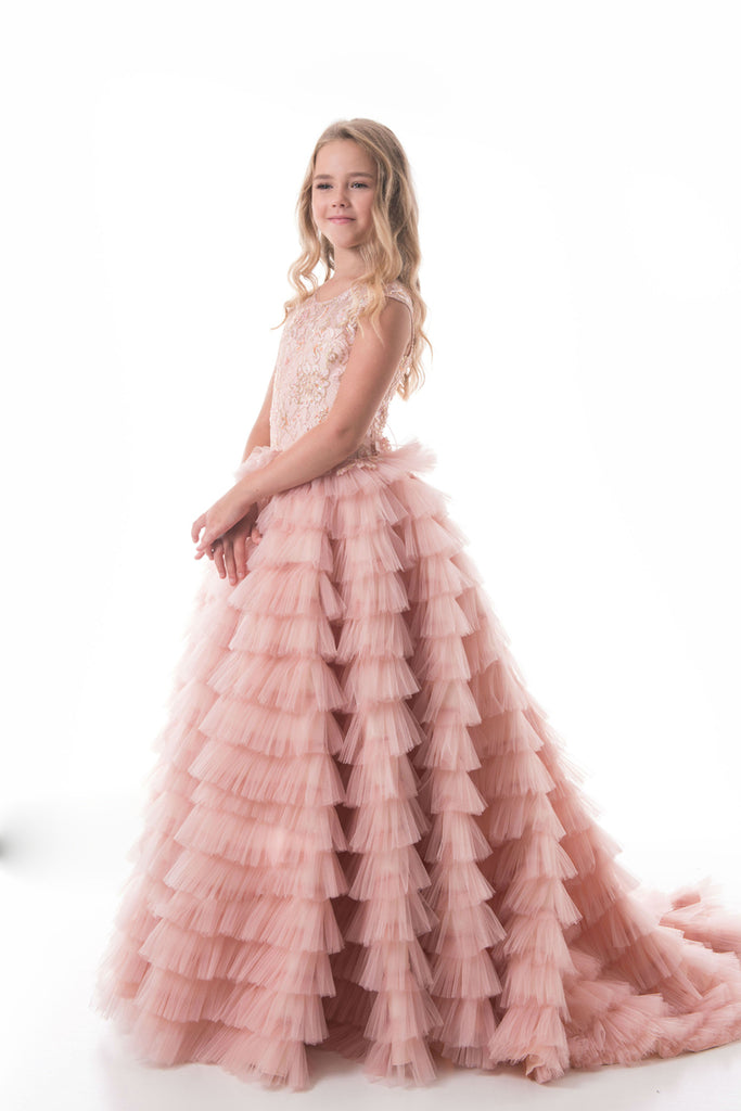 2024 Tulle Scoop With Beads Flower Girl Dresses A Line Sweep Train