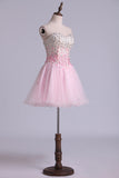 2024 sweetheart A Line Short / Mini robe de bal avec corsage perlé pleine Tulle