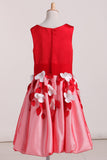 2024 Nouvelle Collection robes de demoiselle Une ligne Scoop Satin &amp; Tulle avec des fleurs faites à la main