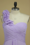 2022 robe de demoiselle d'honneur une ligne une épaule en mousseline de soie avec des fleurs faites à la main