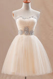 2024 Homecoming Robes A Line Sweetheart Tulle With Beading Short / Mini