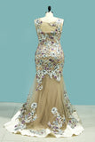 2024 Scoop Tulle With Beads &amp; Applique Robes de bal Mermaid Sweep Train