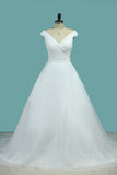 2024 Une ligne corsage plissé sur l'épaule robe de mariée en organza