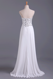 2024 Longueur Populaire Robes de bal chérie en mousseline avec perles étage Blanc