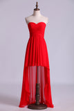 2024 Rouge Haute Basse sweetheart Une ligne plissée corsage Circuler jupe en mousseline