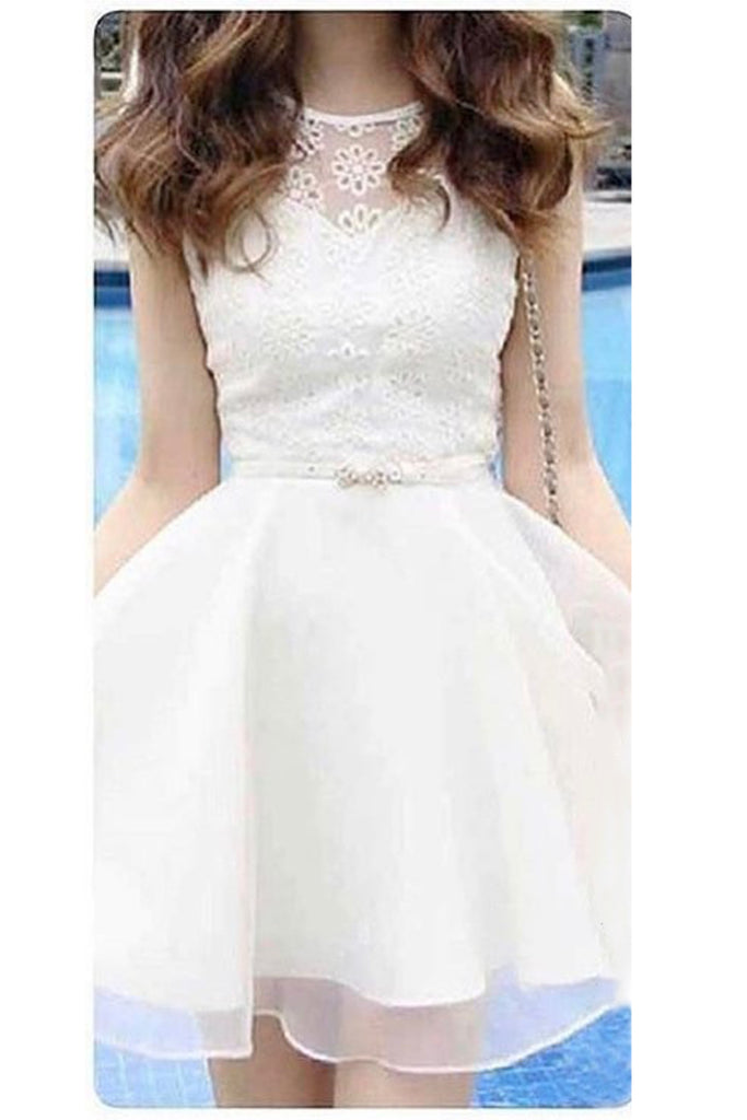 2024 Homecoming Dresses Scoop A Line With Sash / Ribbon Short / Mini