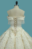 2024 Off-The-Shoulder Ball robe-parole longueur Lace Up Retour Robes de mariée