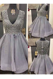 2024 Robes Homecoming A Line V Neck Tulle With Beading Short / Mini