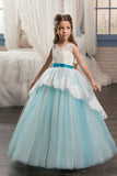 2024 Ball Gown Scoop With Applique Flower Girl Dresses Tulle Longueur du plancher