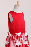 2024 Nouvelle Collection robes de demoiselle Une ligne Scoop Satin &amp; Tulle avec des fleurs faites à la main