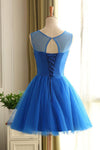 2024 Scoop Homecoming Robes A Line Tulle With Beading Lace Up
