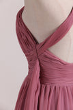 2024 robes de demoiselle d'honneur sexy dos ouvert en mousseline de soie avec volants et ceinture