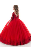 2024 New Arrival Scoop Ball Gown Flower Girl Robes Mid-Length Sleeves Tulle