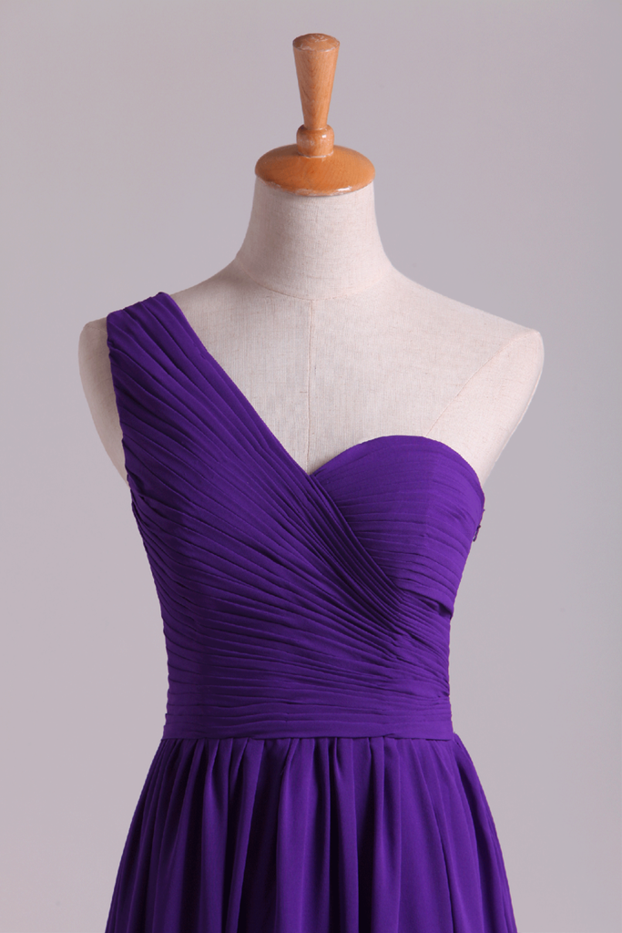 2024 robe de soirée une épaule plissé corsage de dentelle Retour une gamme complète de mousseline de soie Longueur