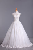2024 col haut Une robe de mariage en ligne Tulle Avec Applique &amp; Perles
