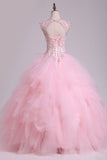 2024 sweetheart corsage perlé robe de bal Quinceanera étage longueur Tulle