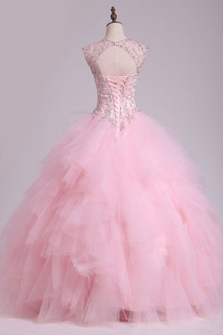 2024 sweetheart corsage perlé robe de bal Quinceanera étage longueur Tulle