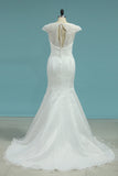 2024 sirène robes de mariée à col en V organza avec dentelle
