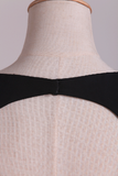 2024 robe de soirée dos ouvert V-cou à manches courtes A-Line satin noir corsage-parole longueur