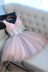2024 Tulle Homecoming Robes A Line V Neck Sequined Bodice Short / Mini