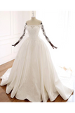 Robe de mariée à manches longues avec appliques, robe de mariée en satin