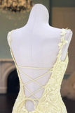 Bretelles spaghetti appliques sirène robe de bal jupe jupe à volants robe formelle