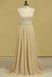 2024 Plus Size Robes de mariée élégante A-ligne col en V Cour mousseline train complet perles