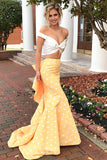 Jolie Ivroy et jaune longue sirène robes de bal modestes robes de bal