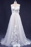 Une ligne chérie robe de mariée Appliqued Tulle, Robe de mariée bustier Tulle