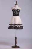 2024 Nouvelle Collection Robes sweetheart Une ligne Mini Bicolor organza &amp; Lace