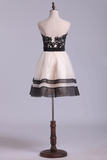2024 Nouvelle Collection Robes sweetheart Une ligne Mini Bicolor organza &amp; Lace