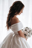 Robe De Bal Hors De L'épaule Satin Blanc Chérie Robes De Mariée, Robes De Mariée