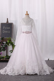 2024 Scoop Tulle Lace Bodice With Sash / Belt Flower Girl Robes Ball Gown