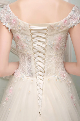 Superbe hors de l'épaule robe de bal robes de Quinceanera robes de bal en tulle fleurs 3D