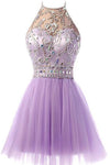 2024 Homecoming Robes Halter Tulle Beaded Bodice A Line Short / Mini