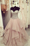 2024 Sweetheart Prom Dresses A Line Organza With Beading Sweep Train