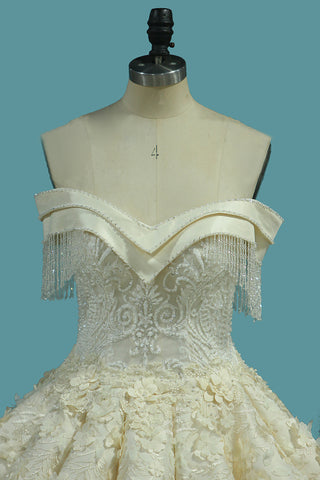 2024 Off-The-Shoulder Ball robe-parole longueur Lace Up Retour Robes de mariée