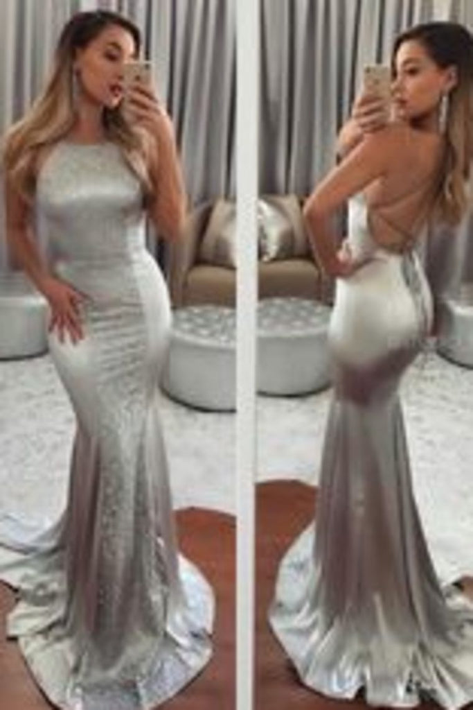 2024 Robes de bal sexy Mermaid Halter Lace Up Open Back With Sequins