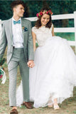Élégante Robe De Mariage Dos Nu En Tulle Blanc Avec Ceinture En Cristal