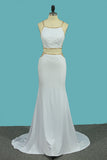 2024 nouvelle arrivée bretelles spaghetti sirène robes de bal Spandex avec des perles